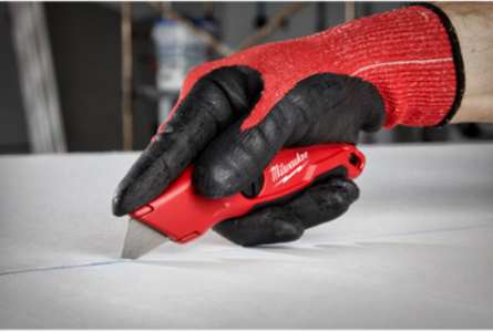 Fixed Blade Utility Knife, 6.45 Inch Length, Steel Body, Stores 5 Blades