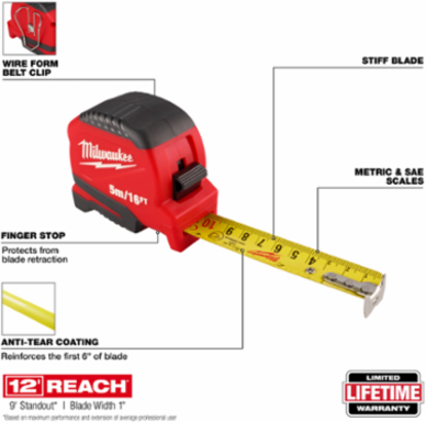 5m/16ft Compact Tape Measure