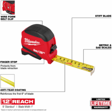 8m/26ft Compact Tape Measure
