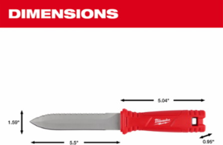 Duct Knife with 5.5 Inch Stainless Steel Blade, Double-Edged, Full Metal Tang