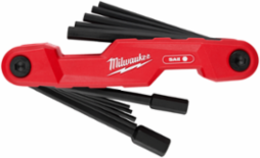 11-Key Folding Hex Key Set - SAE, 3/32" to 1/2" Sizes, Black Oxide Finish