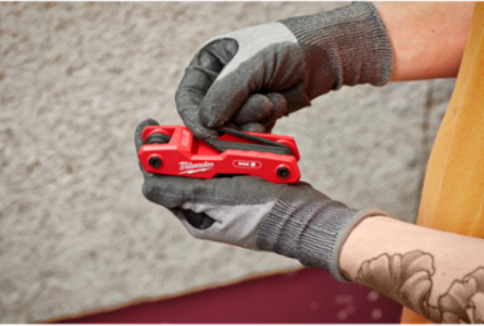 9-Key SAE Folding Hex Key Set, Includes Sizes 5/64" to 1/4", Black Oxide Finish