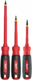 3-Piece 1000V Insulated Screwdriver Set, 10 Inch Length, Square Drive