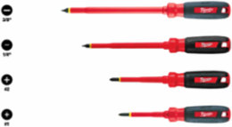 4-Piece 1000V Insulated Screwdriver Set, 10 Inch Length, Red/Black