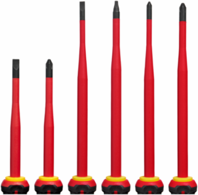 6pc 1000V Insulated Slim Tip Screwdriver Set, Includes 1/4" x 4" & #2 PH x 4"