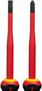 2pc 1000V Insulated Slim Tip Screwdriver Set, 4 Inch & 6 Inch Lengths, Rubber Handle