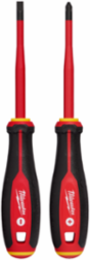 2pc 1000V Insulated Slim Tip Screwdriver Set, 4 Inch & 6 Inch Lengths, Rubber Handle