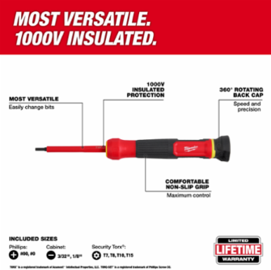 1000V Insulated 8-in-1 Precision Multi-Bit Screwdriver Set, 6.75 Inch Length