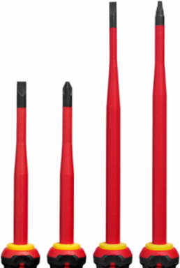 4pc 1000V Insulated Slim Tip Screwdriver Set, Includes 1/4" x 4" & #2 PH x 4"