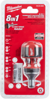 8-in-1 Compact Ratcheting Multi-Bit Driver, 4.55 Inch Length, 1/4 Inch Drive