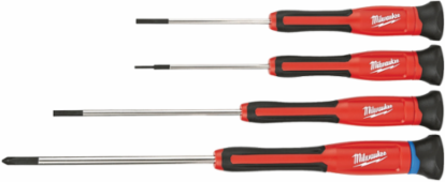 4-Piece Precision Screwdriver Set with Chrome Plated Steel Tips and 4" Length