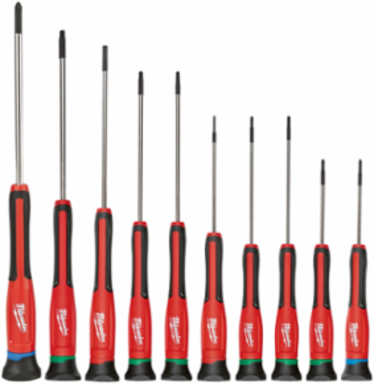 10pc Precision Screwdriver Set with Chrome Plated Shanks and Ergonomic Handles