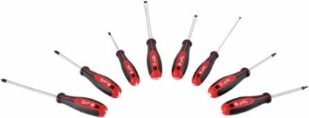 8pc Screwdriver Set with Square Drive, Chrome Finish, Tri-lobe Handle
