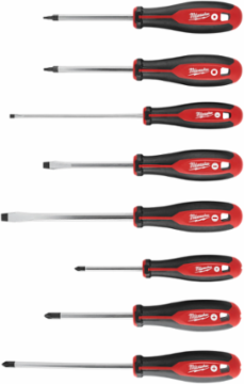 8pc Screwdriver Set with Square Drive, Chrome Finish, Tri-lobe Handle