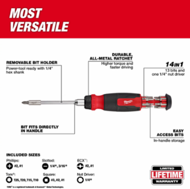 14-in-1 & 8-in-1 Ratcheting Multi-Bit Screwdriver Set, 24 Pieces