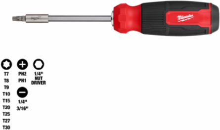 14-in-1 Multi-Bit Screwdriver with 1/4 Inch Hex Shank and In-Handle Bit Storage