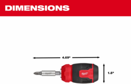 8-in-1 Compact Multi-Bit Screwdriver with 3.9 Inch Handle, Includes 7 Bits