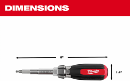 13-in-1 Magnetic Multi-Bit Screwdriver with Cushion Grip Handle, 8 Inch Length