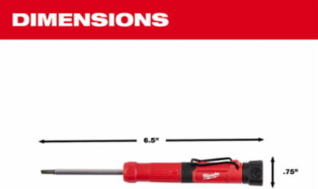 4-in-1 Pocket Precision Multi-Bit Screwdriver with 6.50 Inch Length, Rubber Handle