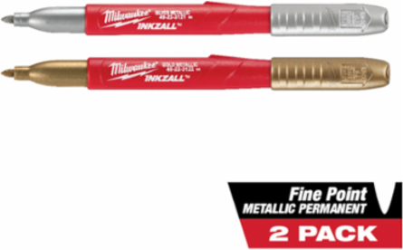 INKZALL Fine Point Markers, Silver/Gold, 2 Pack, Clog Resistant Tips