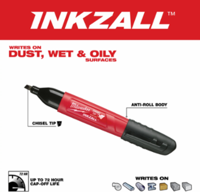 INKZALL Black Chisel Tip Marker 5.5 Inch, Clog Resistant, Quick Dry