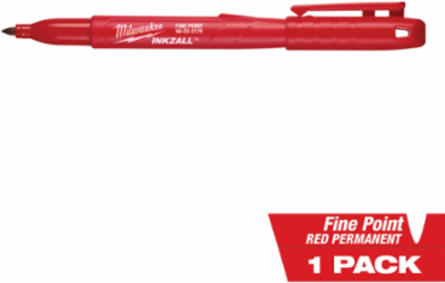 INKZALL Red Fine Point Marker, 5.5 Inch, Plastic, Quick Drying
