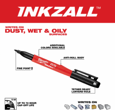 INKZALL Green Fine Point Marker, 5.5 Inch, Wear Resistant Tip