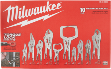 10-Piece Locking Pliers Set, Forged Alloy Steel, Various Sizes
