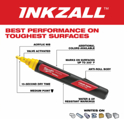 INKZALL Yellow Paint Marker, 6.09 Inch, Durable Acrylic Nib, 10 Sec Dry Time, Water & UV Resistant