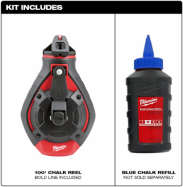 100 Ft. Bold Line Chalk Reel, 6:1 Gear Ratio, Durable Plastic Case