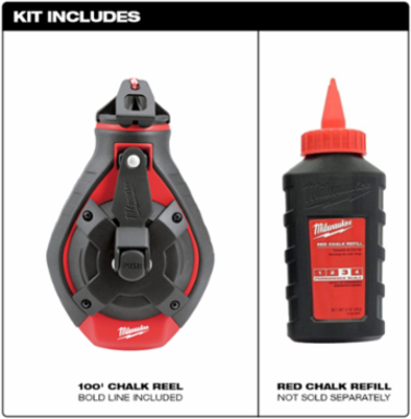 100 Ft. Chalk Reel with Red Chalk, 6:1 Gear Ratio, Plastic Case