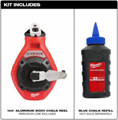 100 Ft. Aluminum Precision Line Chalk Reel Kit, Gear Ratio 6:1