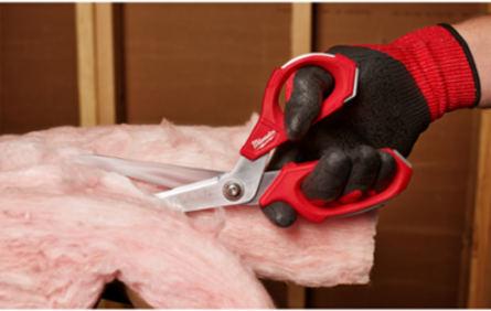Jobsite Offset Scissors 4.5 Inch Blade, All-Metal Handles, Bolt Lock Technology