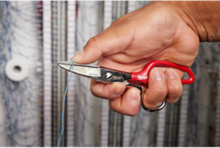 Electrician Scissors, Extended Handle, Micro-serrated Blades, 6.50 Inch Overall Length
