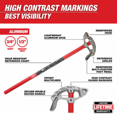 3/4 Inch Lightweight Aluminum Conduit Bender, 5.06 Pounds