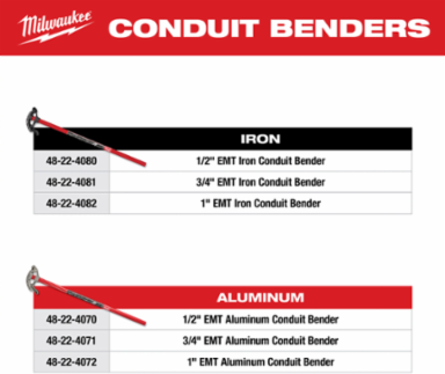 1 Inch Aluminum EMT Conduit Bender with Reinforced Hook, 8.3 Pounds