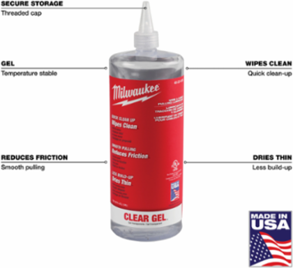 Wire and Cable Pulling Clear Gel Lubricant 32 Oz, Reduces Friction, Wipes Clean
