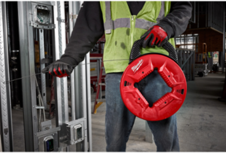 120 Ft Steel Fish Tape, 1/8 Inch Width, Anti-Catch Tip, Square Grip