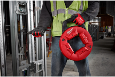 25 Ft Steel Fish Tape, 1/4 Inch Width, Low Profile Tip, Ergonomic Handle