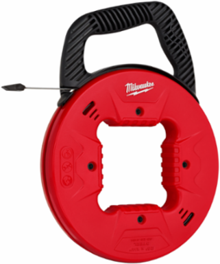 25 Ft Steel Fish Tape, 1/4 Inch Width, Low Profile Tip, Ergonomic Handle
