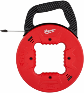 25 Ft Steel Fish Tape, 1/4 Inch Width, Low Profile Tip, Ergonomic Handle