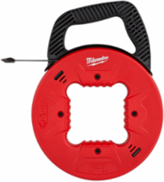 25 Ft Steel Fish Tape, 1/4 Inch Width, Low Profile Tip, Ergonomic Handle