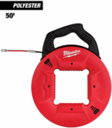 50 Ft Polyester Fish Tape with Flexible Metal Leader, Triple Strand Design