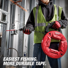 100 Ft Polyester Fish Tape with Flexible Metal Leader, Multi-Position Handle