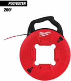 200 Ft Polyester Fish Tape with Flexible Metal Leader, Triple Strand Design