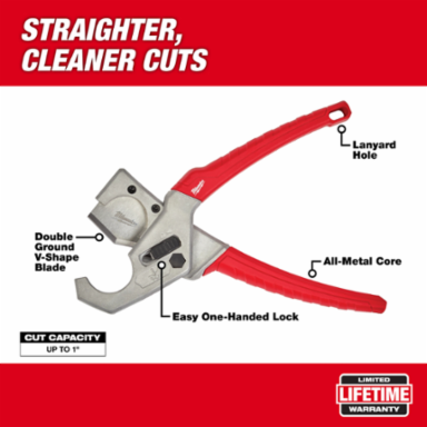 PEX & Tubing Cutter, 1 Inch Capacity, Metal Core, Easy Locking Mechanism