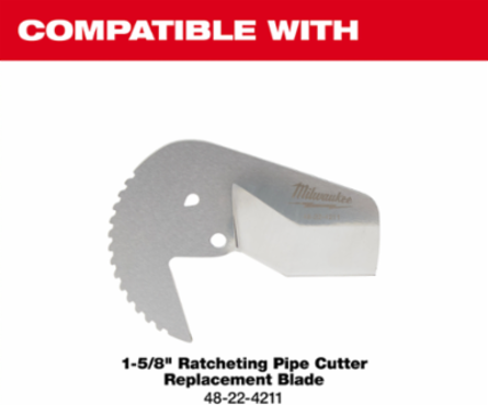 Ratcheting Pipe Cutter 1-5/8 Inch Max Capacity, Stainless Steel Blade, 1.25 Pounds