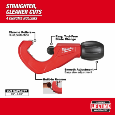 1-1/2 Inch Constant Swing Copper Tubing Cutter with Chrome Rollers and Reamer