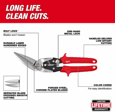 Left Offset Long Cut Aviation Snips