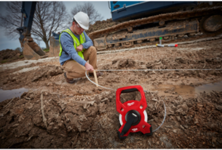 100 Ft Steel Open Reel Tape Measure with 3:1 Gear Ratio & GRIME GUARD™ Blade Wiper